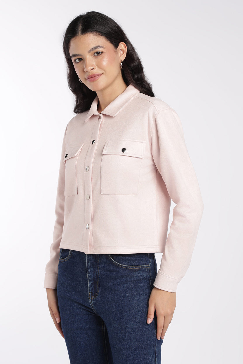 Womens Pink Boxy Fit Utility Pocket Jacket - Image 4