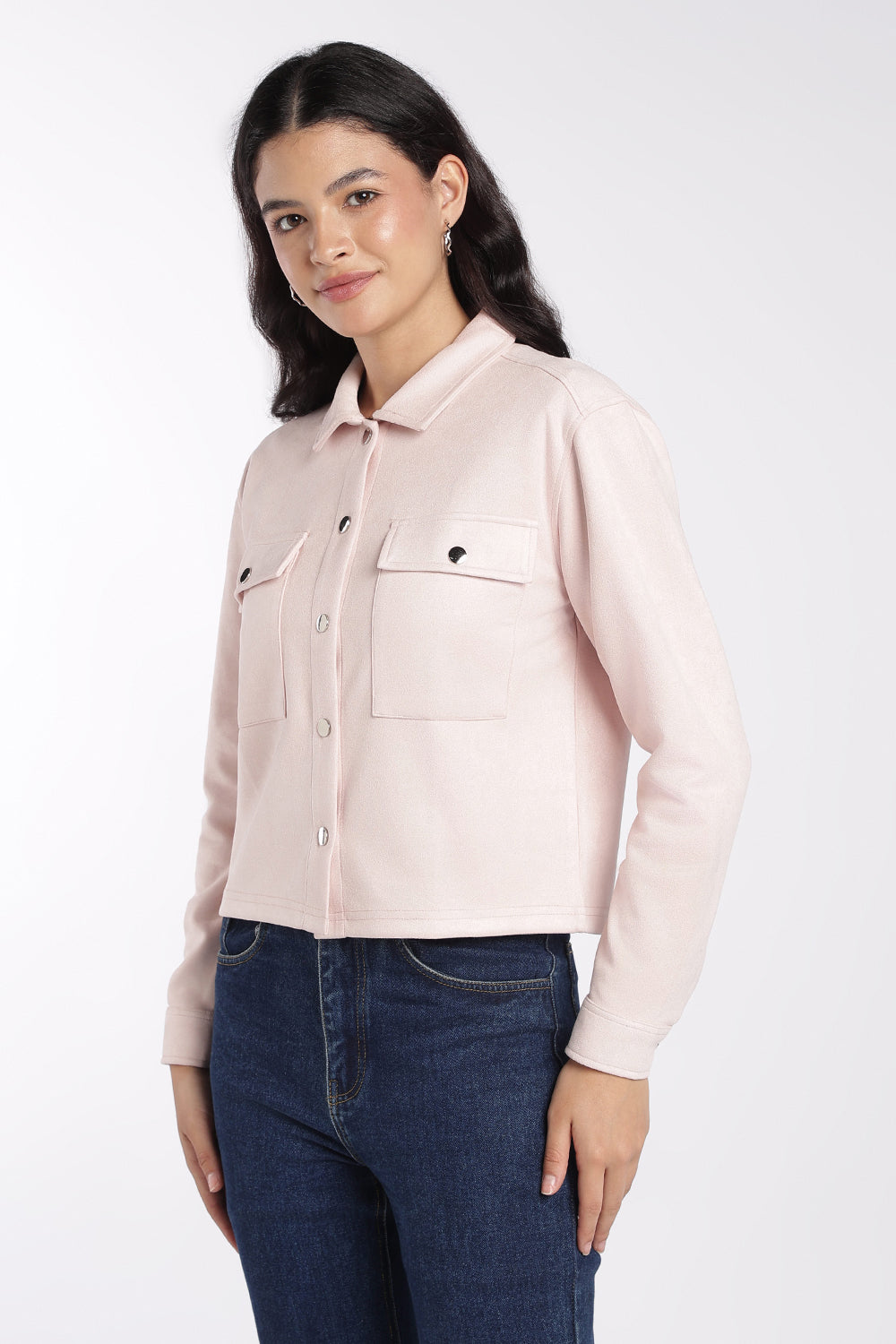Womens Pink Boxy Fit Utility Pocket Jacket - Image 4