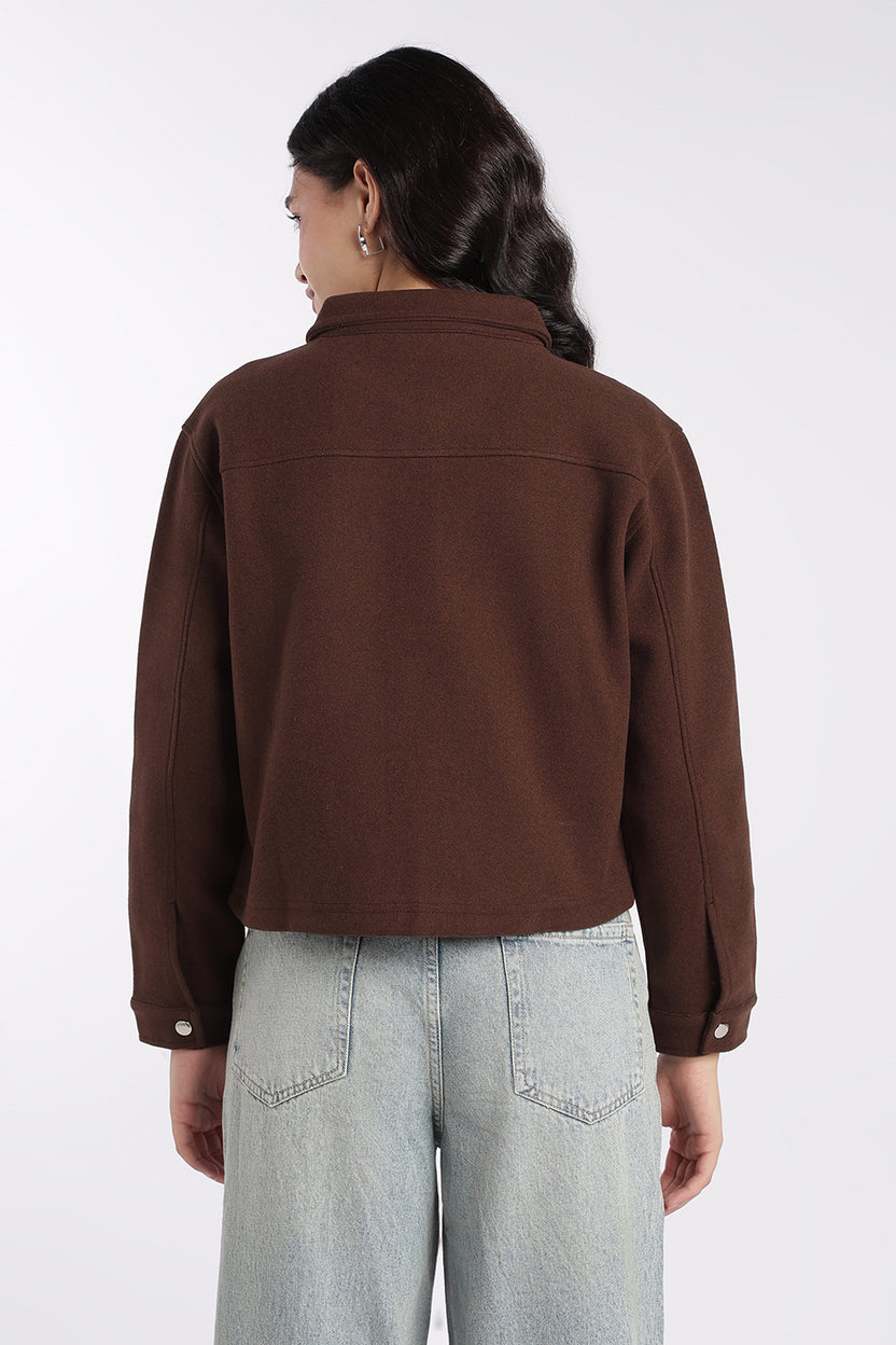 Womens Brown Boxy Fit Utility Pocket Jacket - Image 5