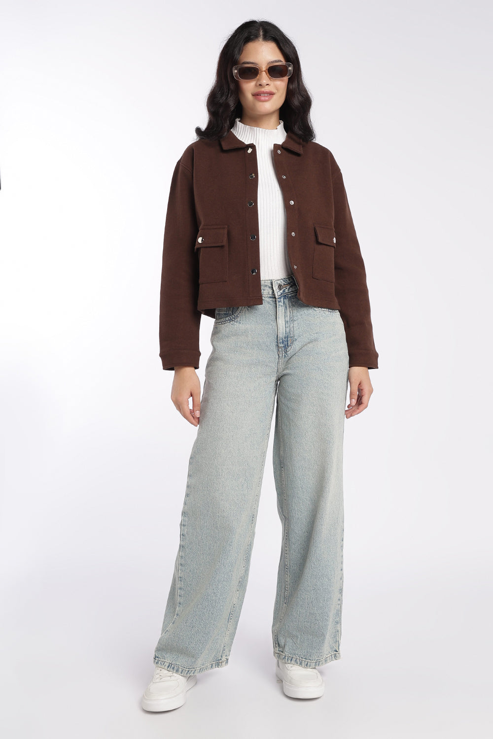 Womens Brown Boxy Fit Utility Pocket Jacket - Image 6