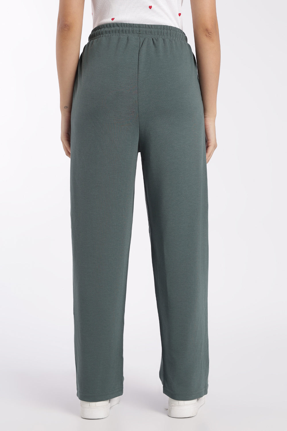 Womens Green Drawstring Wide Leg Track Pant - Image 5