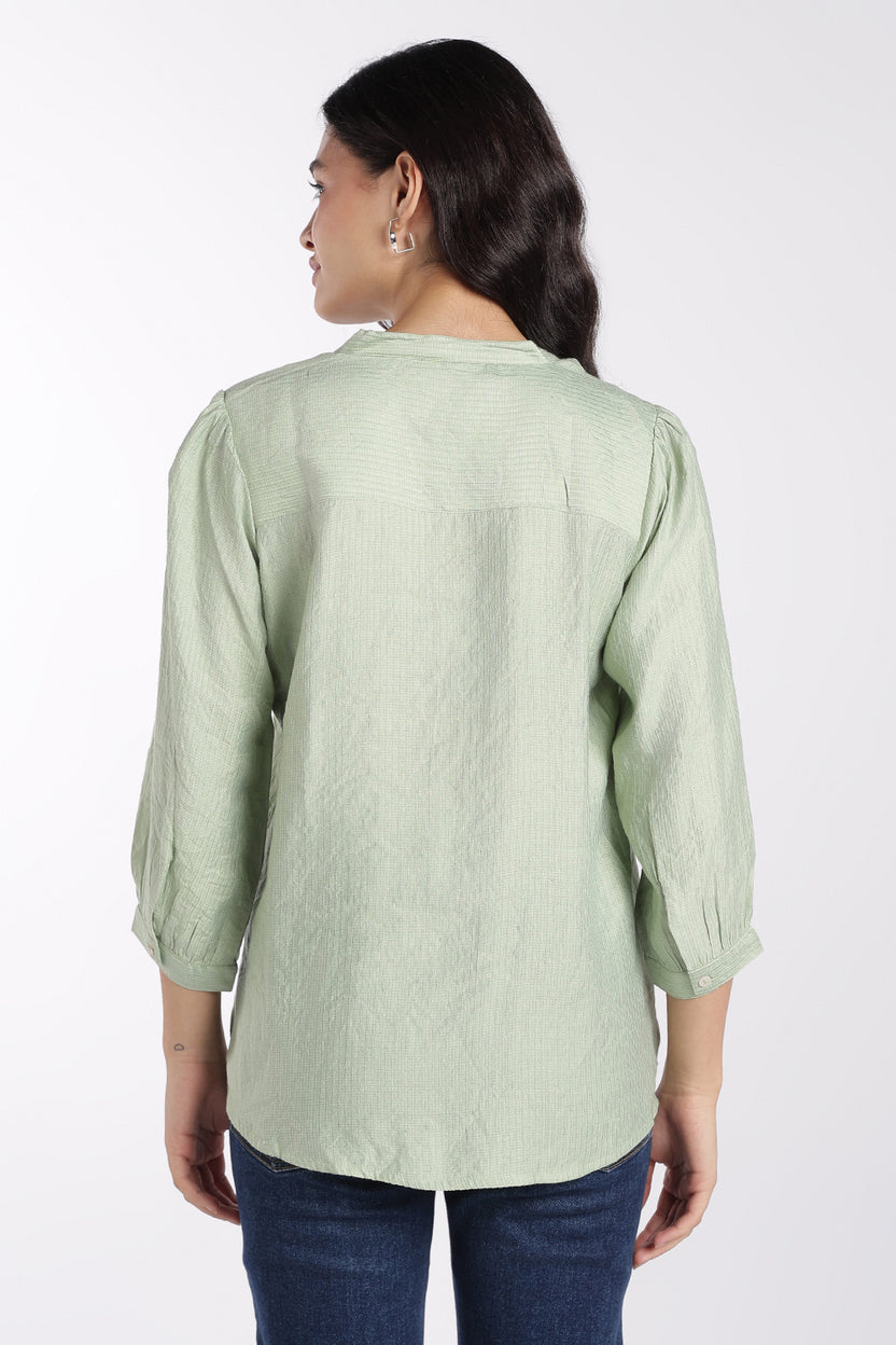 Womens Green Embroidered Regular Fit Tunic - Image 5