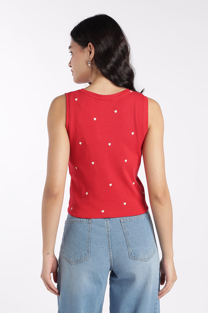 Womens Red Heart Print Tank Top - Image 5