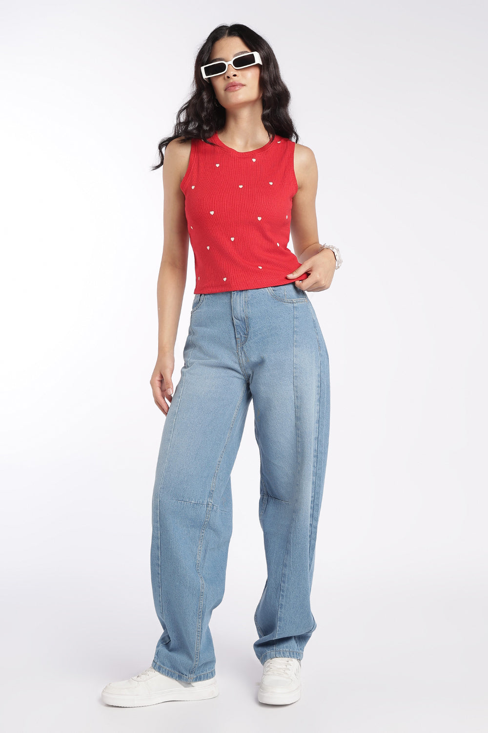 Womens Red Heart Print Tank Top - Image 6
