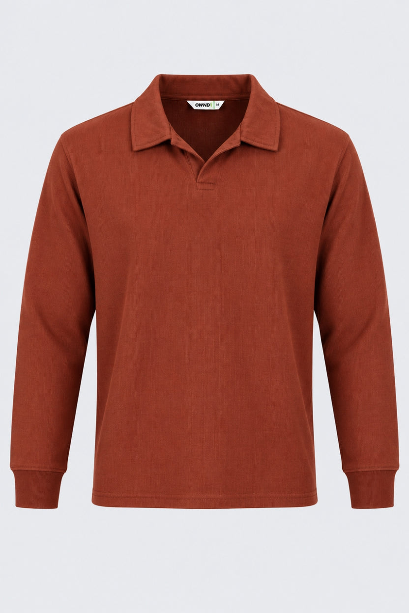Mens Rust Regular Fit Polo Sweatshirt - Image 6