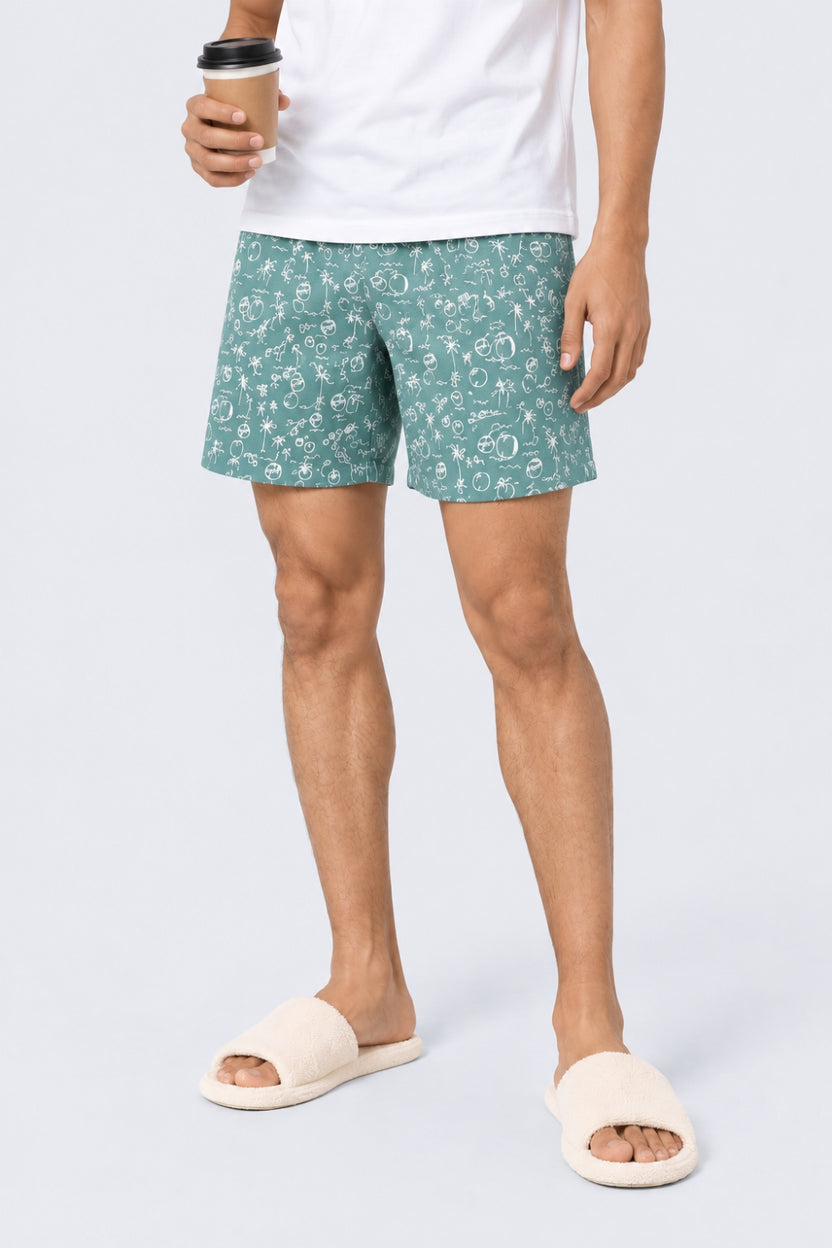 Mens Green Tropical Print Boxer - Image 1