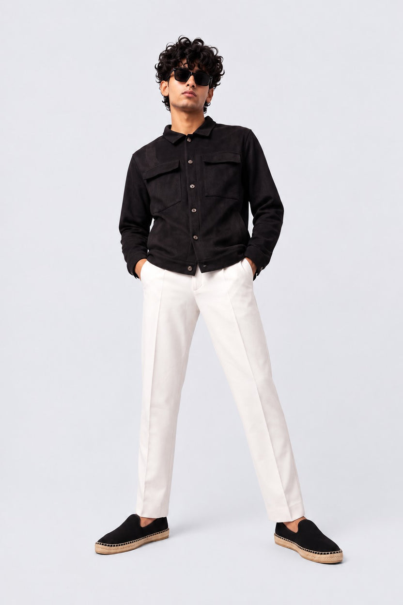Mens Black Suede Overshirt Shaket - Image 1