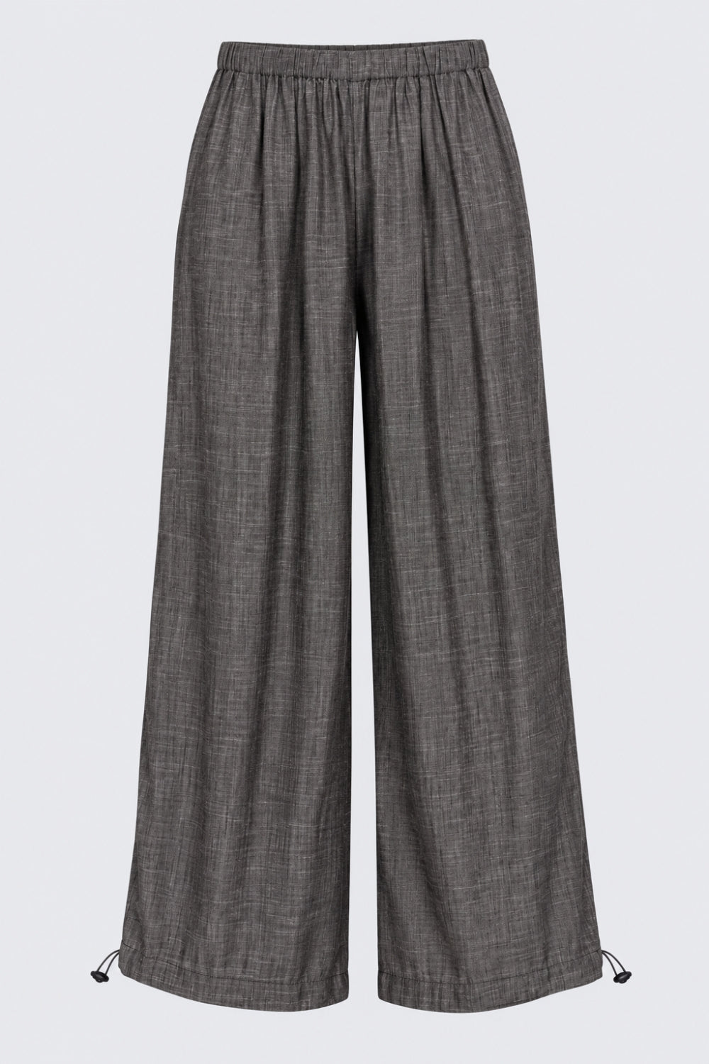 Womens Wide Leg Fit Light Black Elastic Pant - Image 7