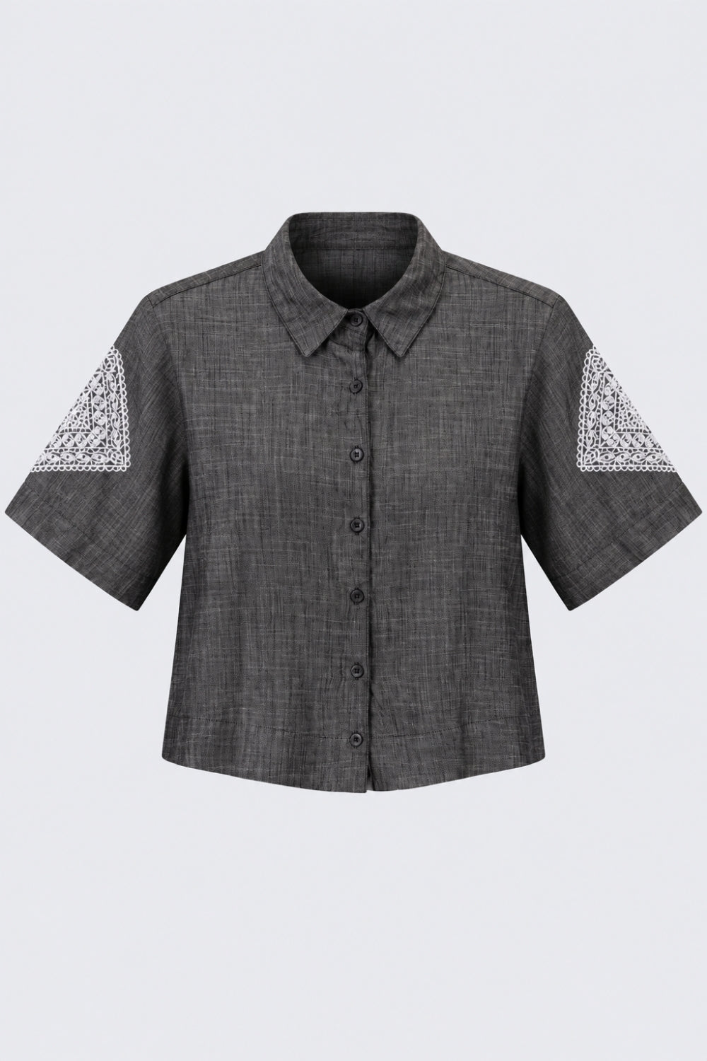 Womens Regular Fit Black Embroidered Shirt - Image 7