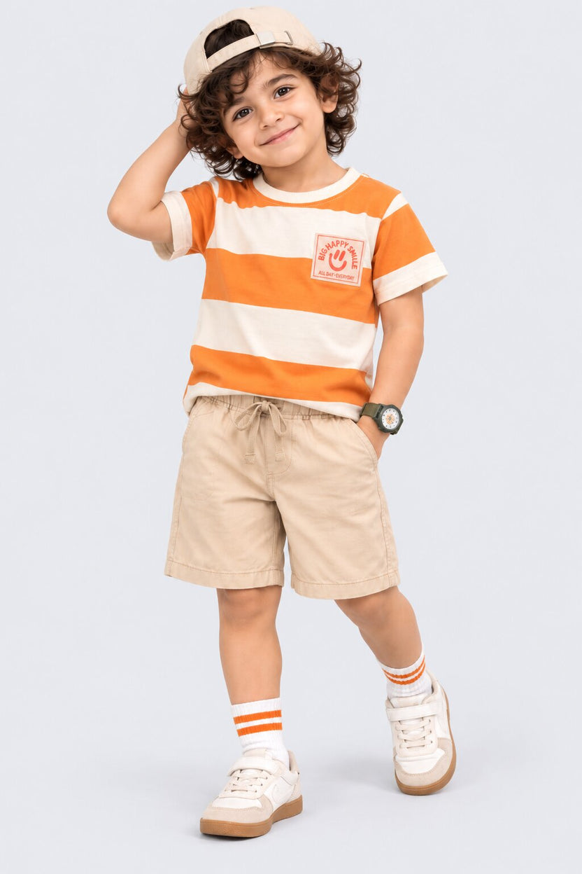 Boys Happy Smile Striped Co-ord Set - Image 1