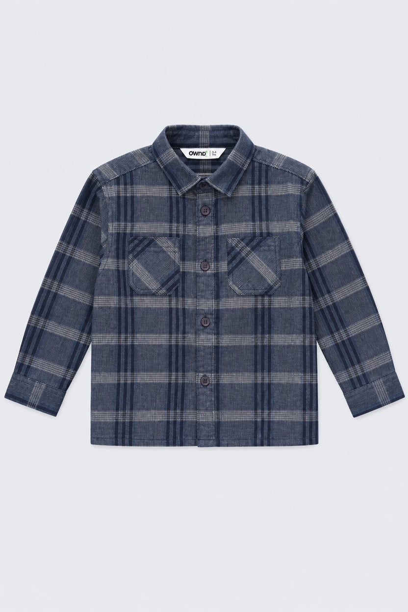 Boys Navy Checked Casual Cotton Shirt - Image 2