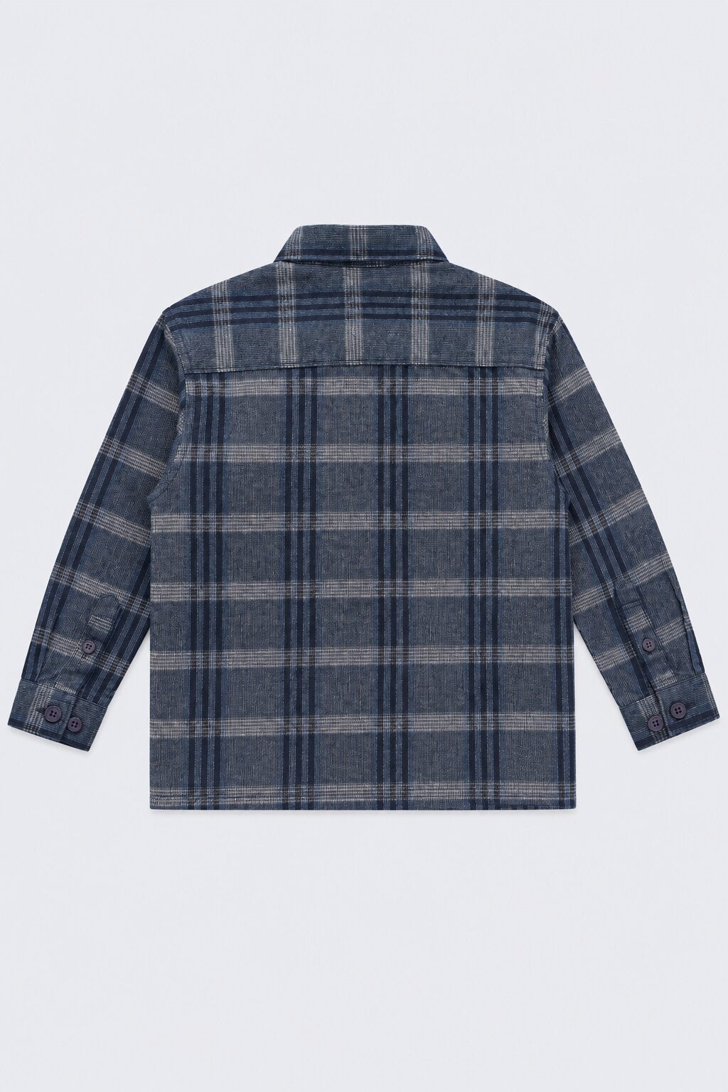 Boys Navy Checked Casual Cotton Shirt - Image 3
