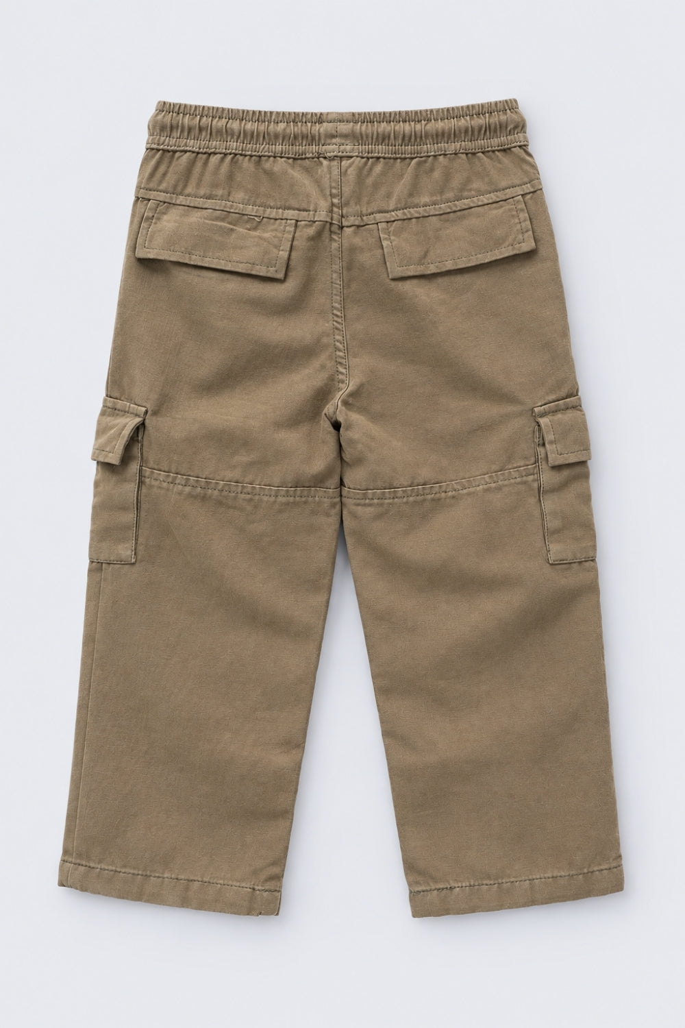 Boys Olive Solid Cargo Pocket Casual Trouser - Image 3