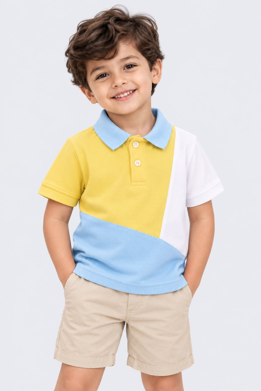 Boys Colorblock Polo Collar T-Shirt - Image 1