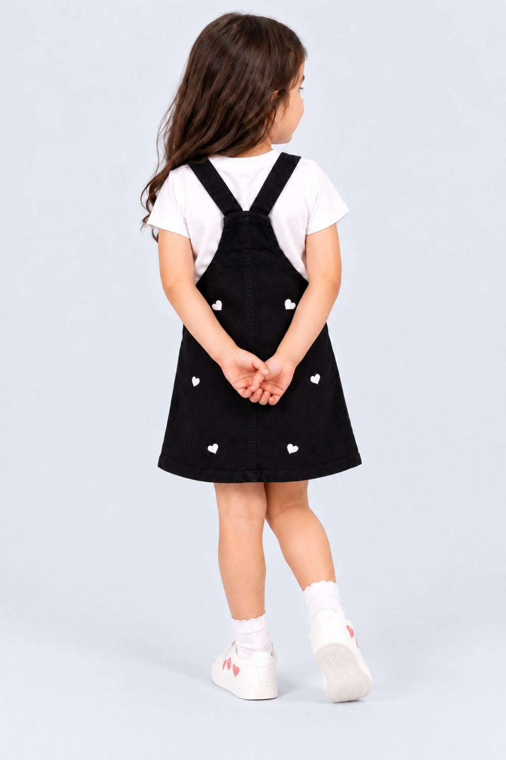 Girls Heart Embroidered Dungaree With T-Shirt - Image 4