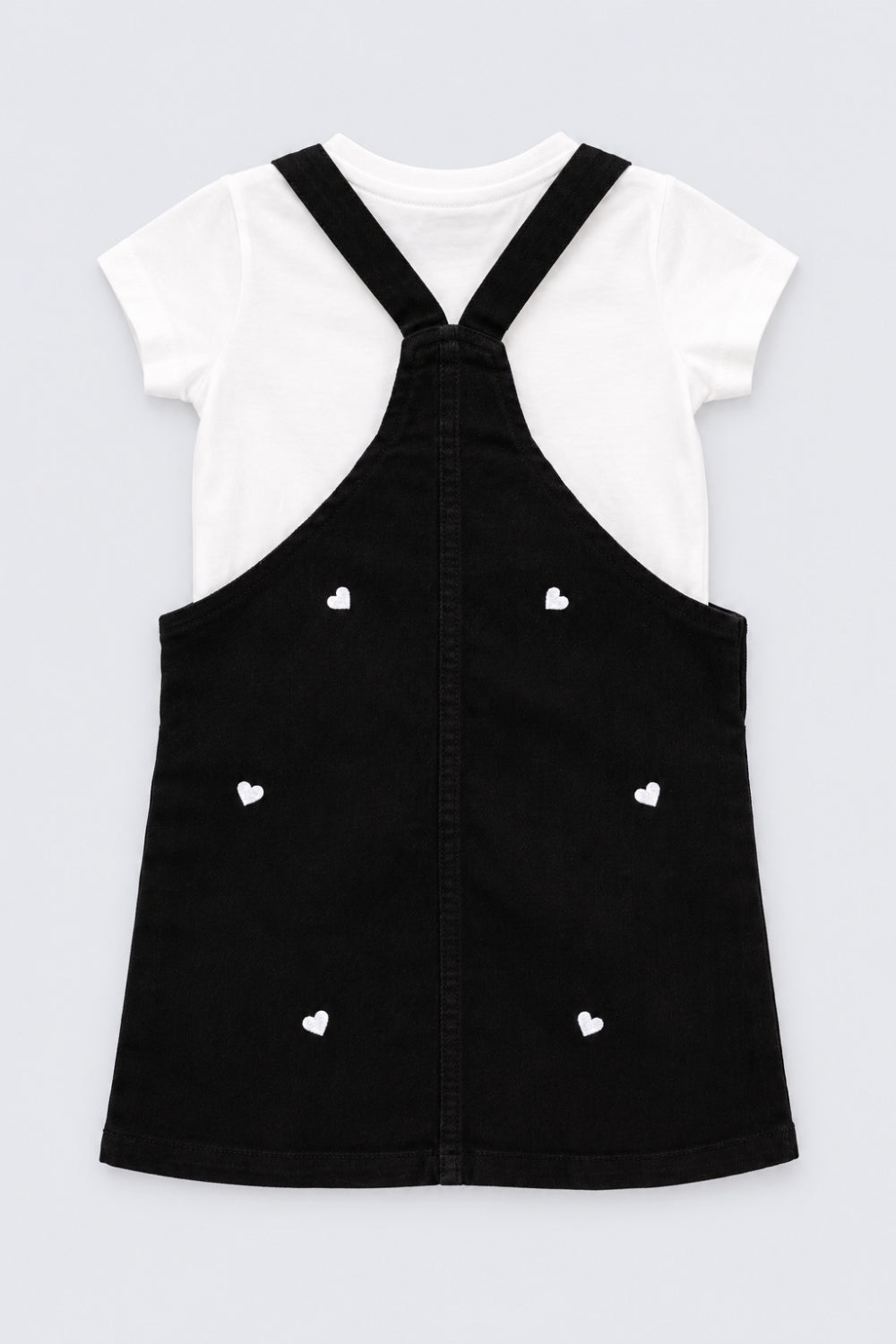 Girls Heart Embroidered Dungaree With T-Shirt - Image 5