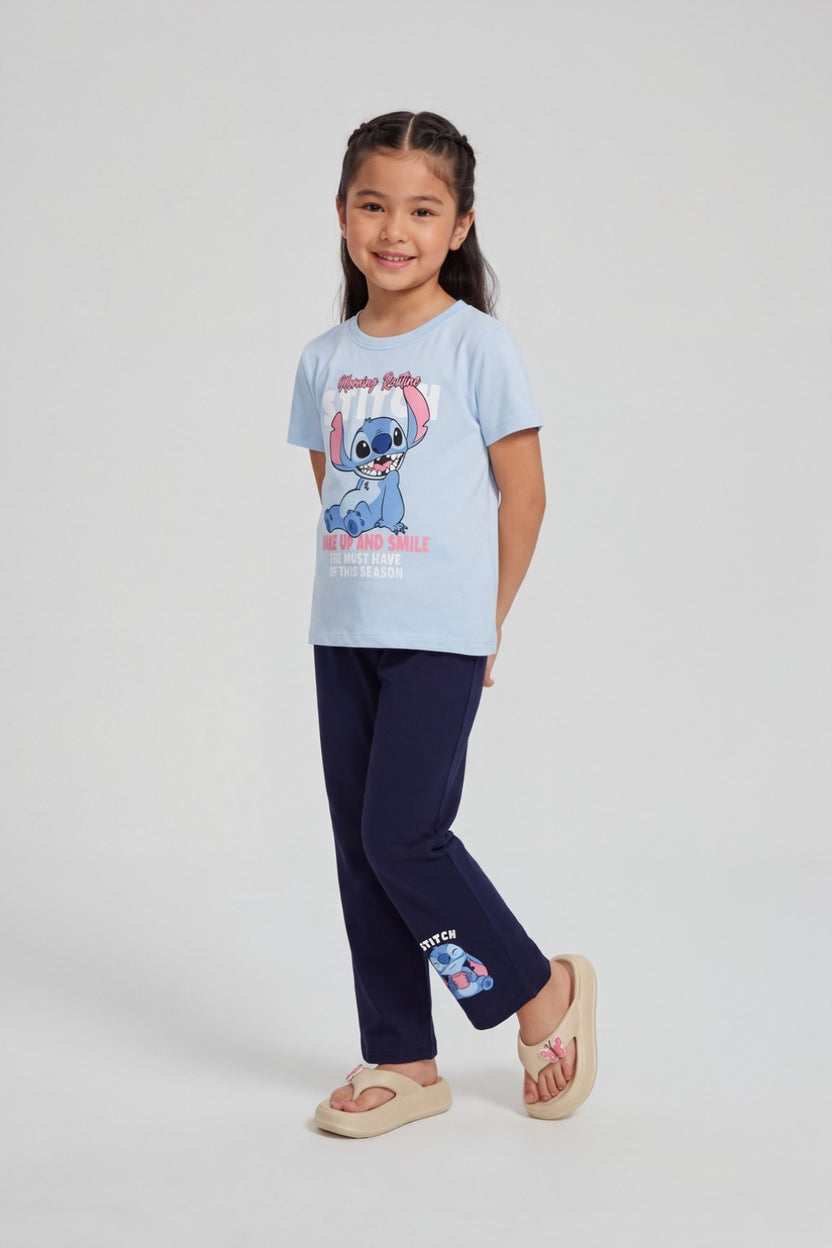 Tweens Girls Stitch Character Print Co-Ord Set - Image 1