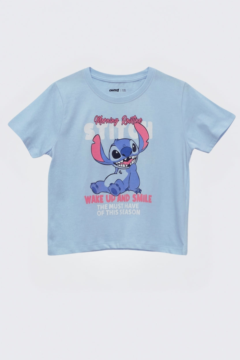 Tweens Girls Stitch Character Print Co-Ord Set - Image 2