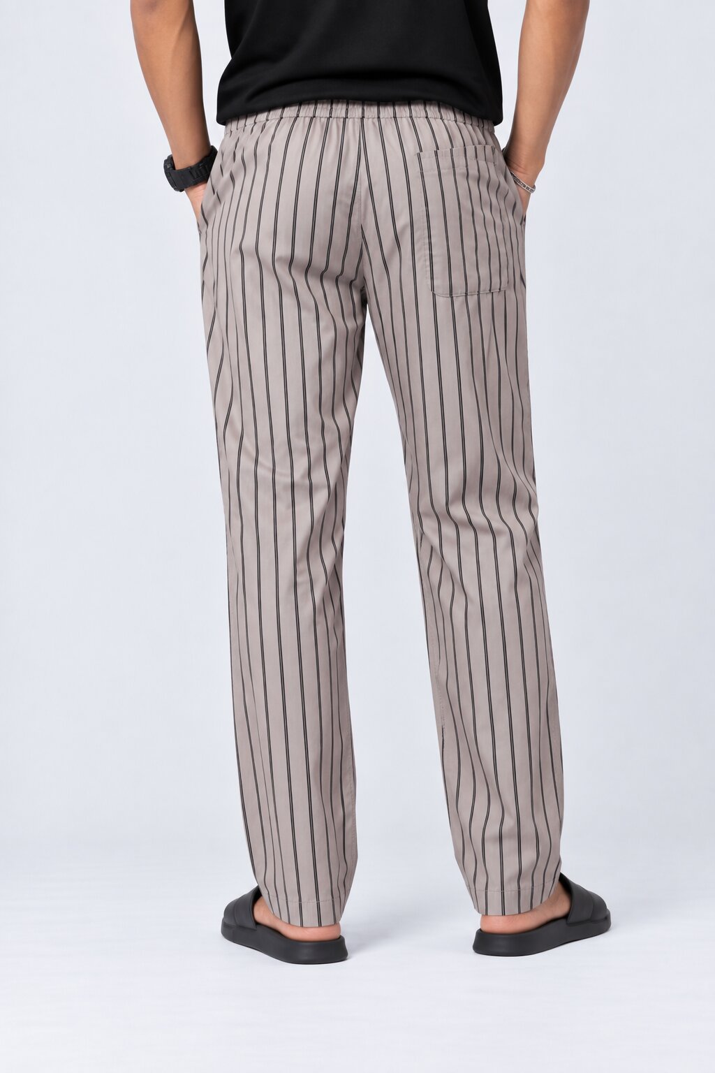 Mens Regular Fit Grey Pinstripe Print Pyjama - Image 5