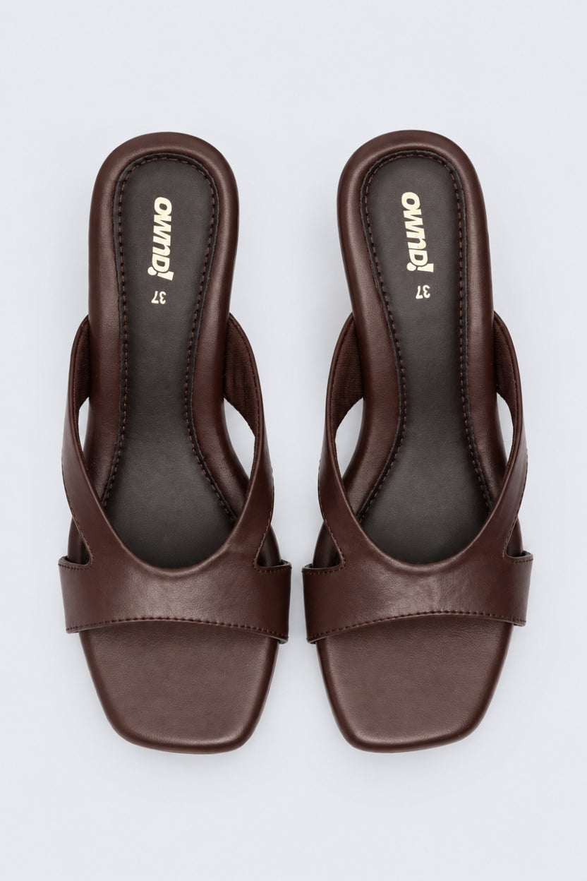 Womens Solid Brown Block Heels - Image 4