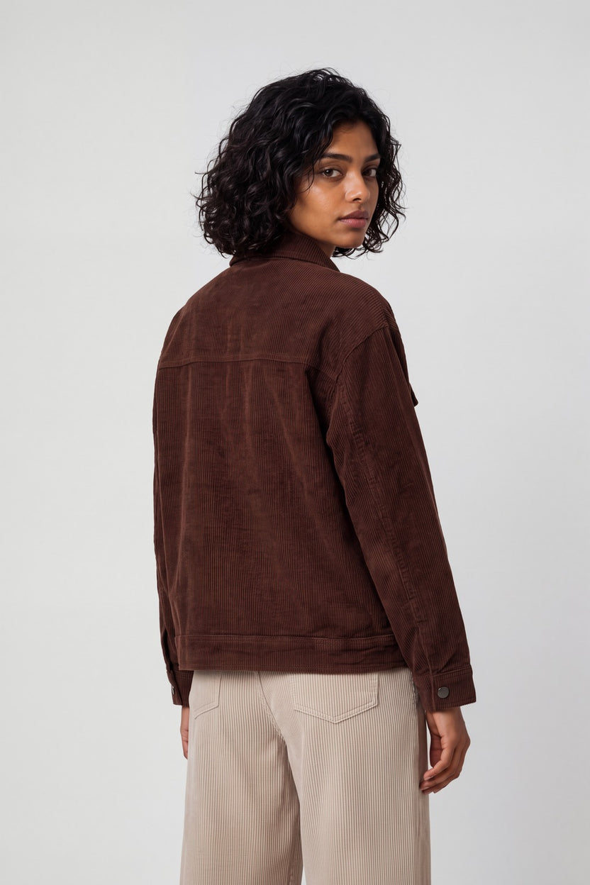 Womens Regular Fit Brown Corduroy Jacket - Image 5