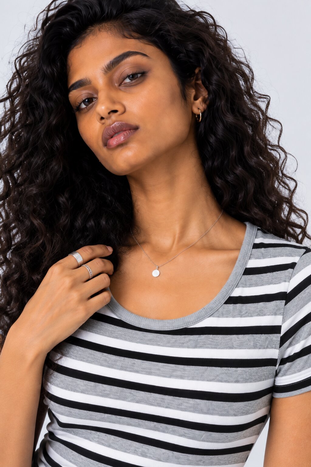 Womens Striped Print Ribbed Crop Top with Built-In Bra - Image 3