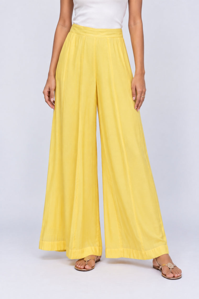 Womens Yellow Ruffle Detail Kurta, Palazzo and Dupatta Set - Image 4
