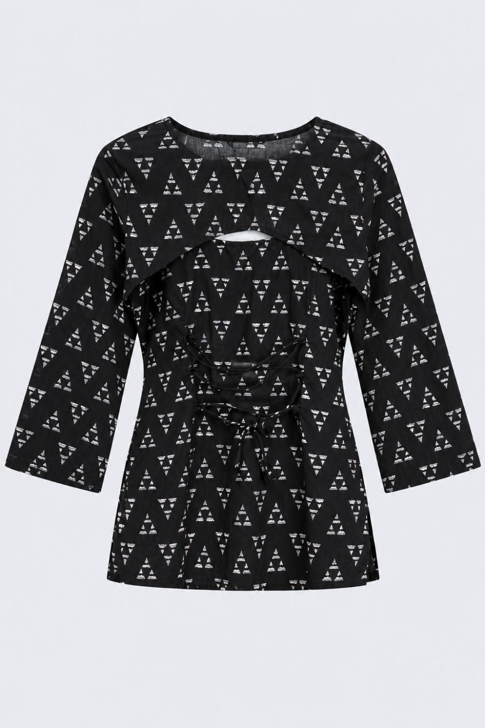 Womens Black Geometric Print Layered Top With Slip - Image 7