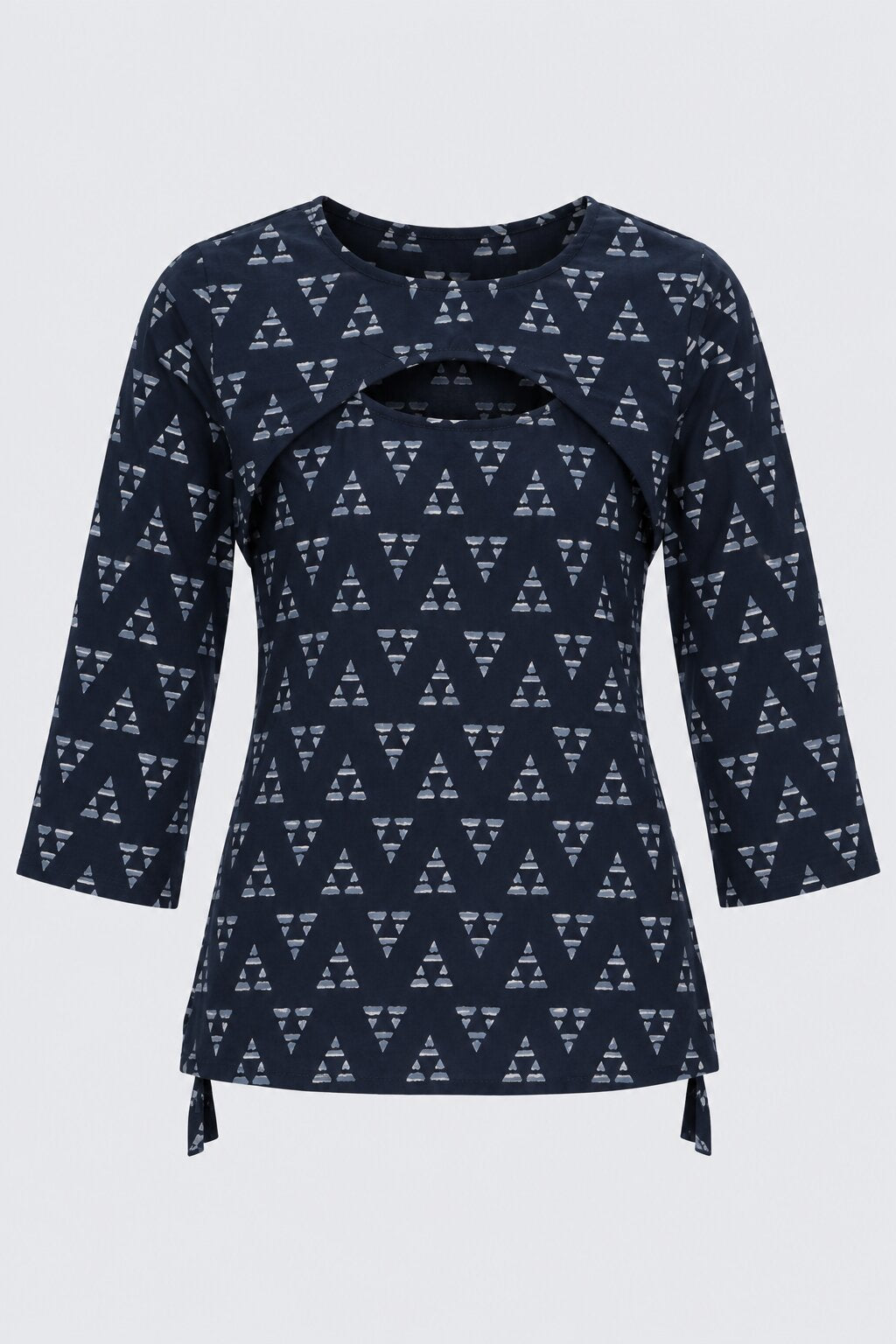 Womens Navy Geometric Print Layered Top With Slip - Image 7