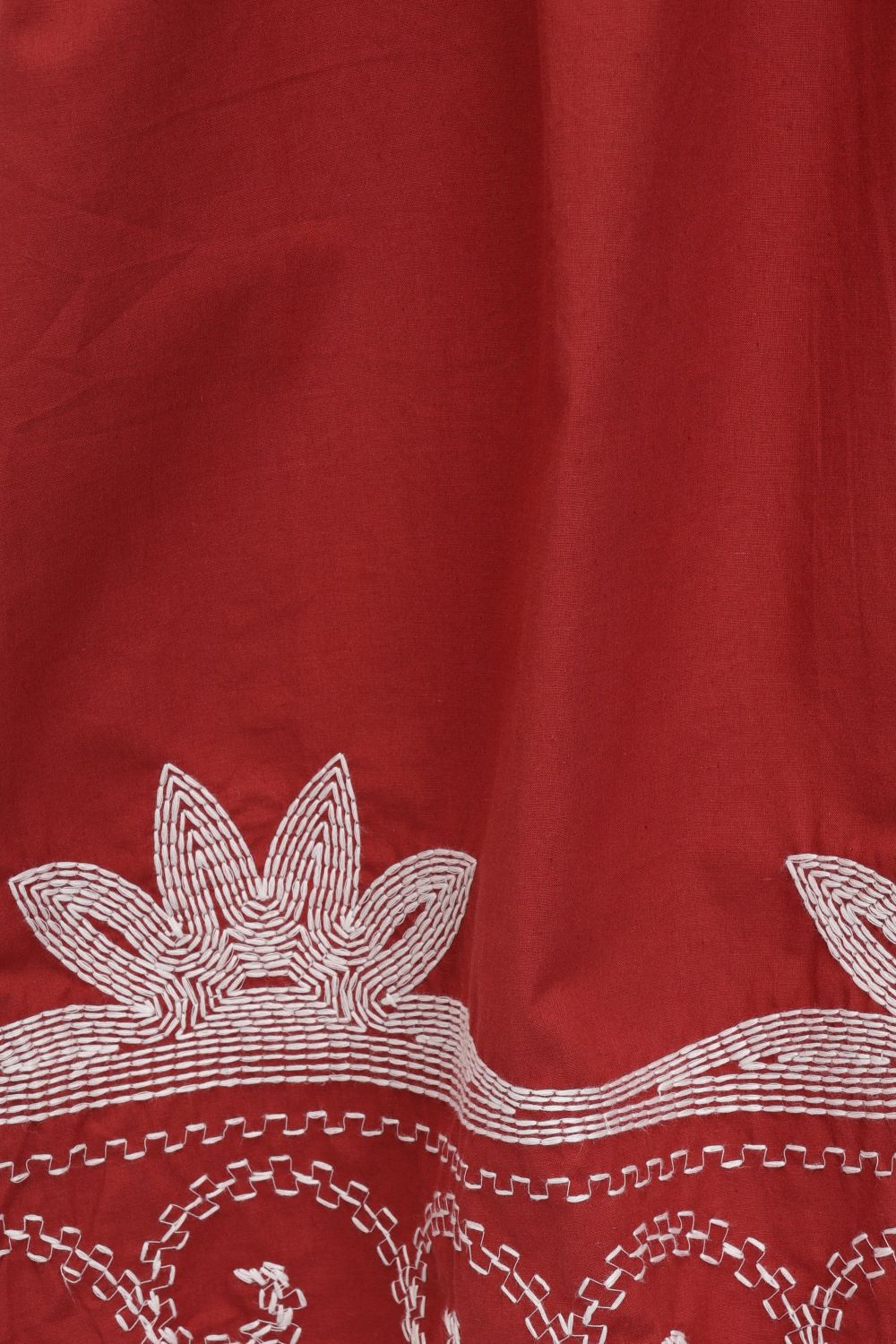 Womens Red Embroidered Puff Sleeve Dress - Image 8
