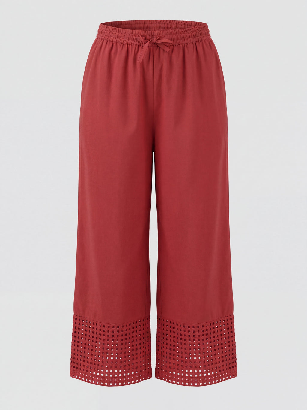 Womens Red Cutwork Hem Wide Leg Pant - Image 7