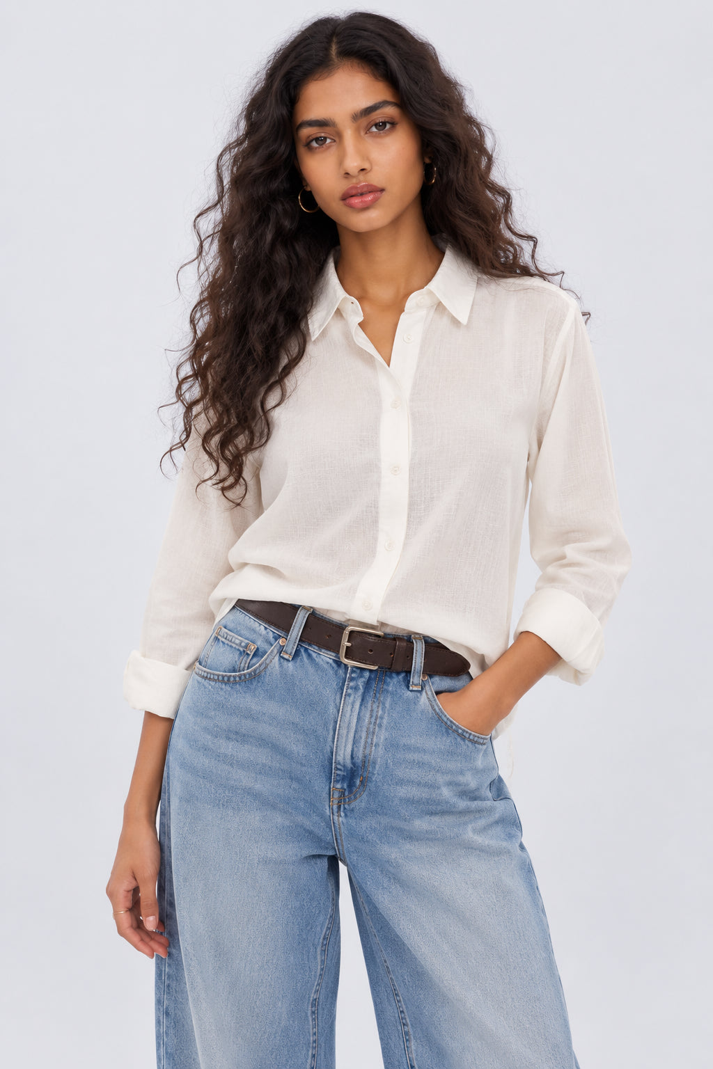 Womens Off White Scenic Back Embroidered Shirt - Image 2