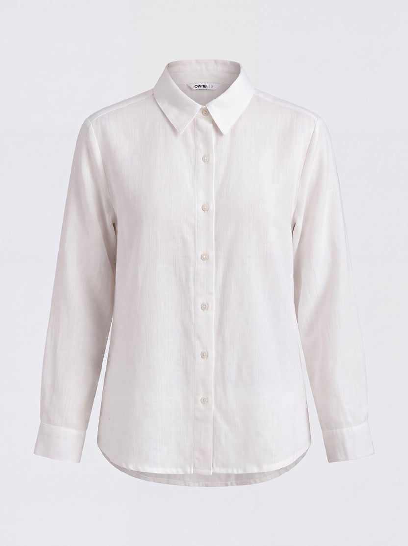 Womens Off White Scenic Back Embroidered Shirt - Image 7