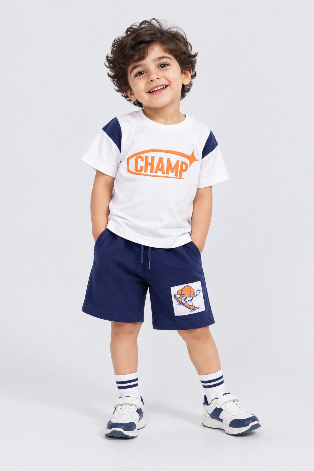 Boys White Regular Fit Graphic Printed Co-ord Set - Image 1