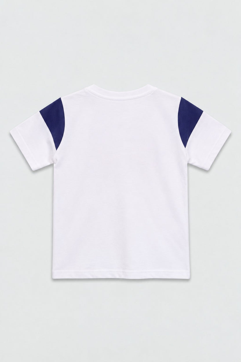 Boys White Regular Fit Graphic Printed Co-ord Set - Image 3