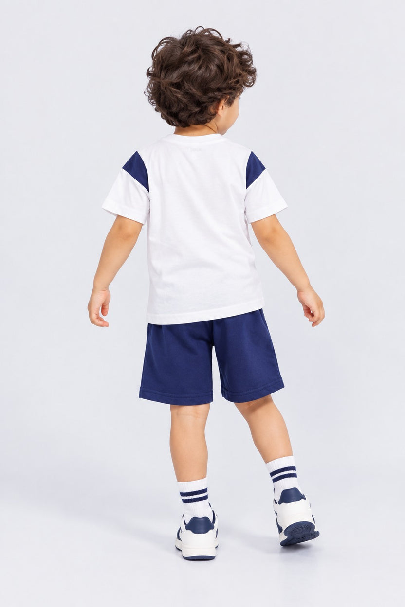 Boys White Regular Fit Graphic Printed Co-ord Set - Image 5