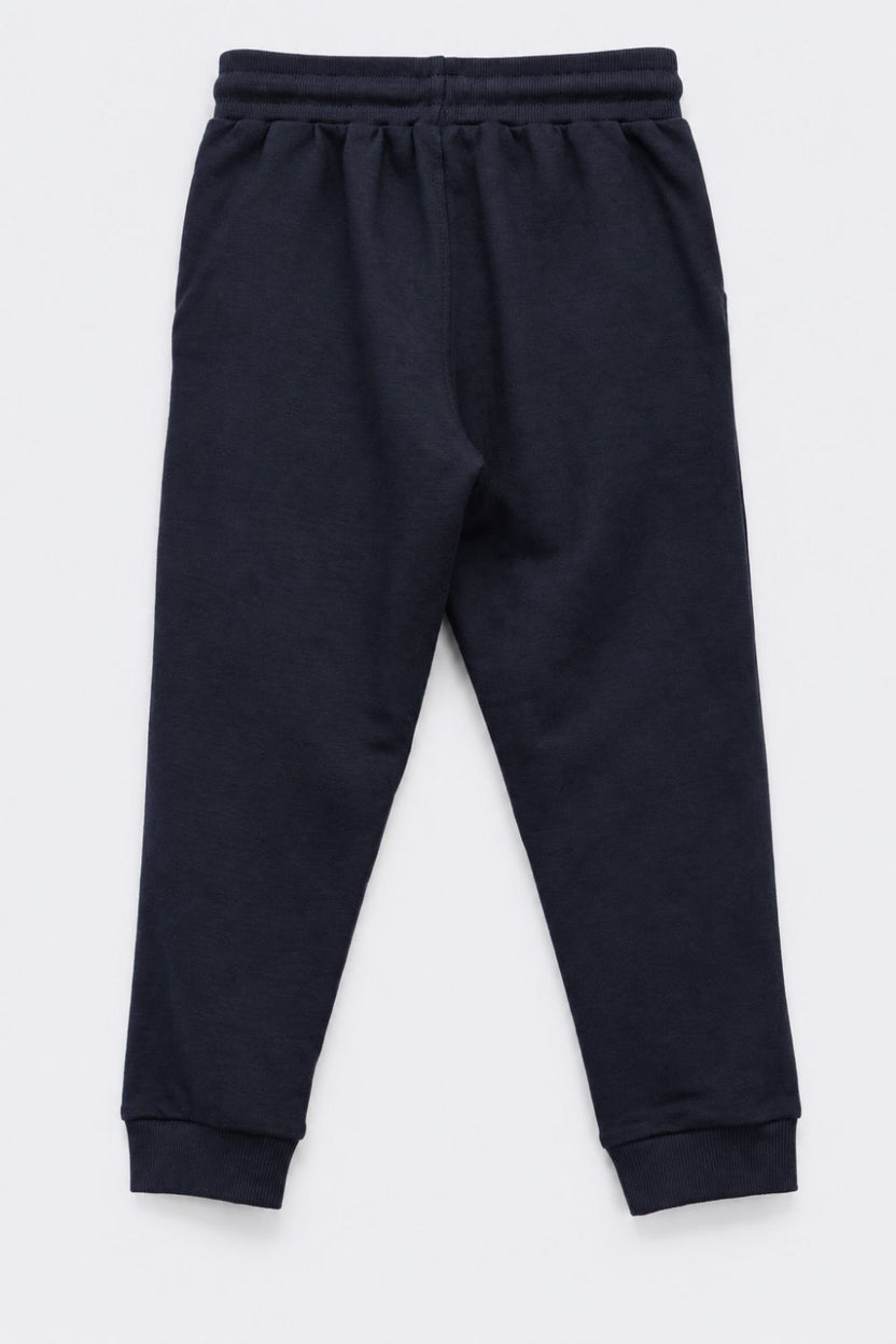 Boys Navy Regular Fit Typography Print Jogger - Image 3