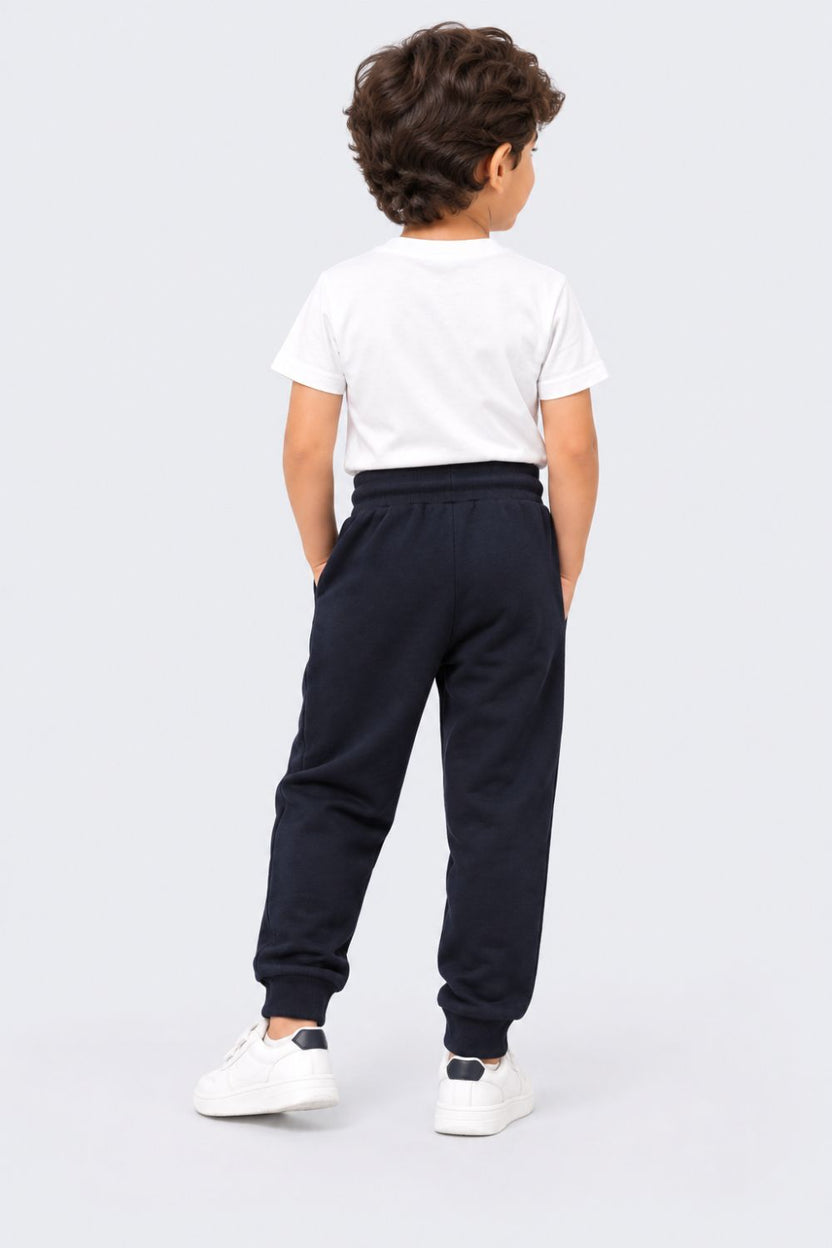 Boys Navy Regular Fit Typography Print Jogger - Image 4