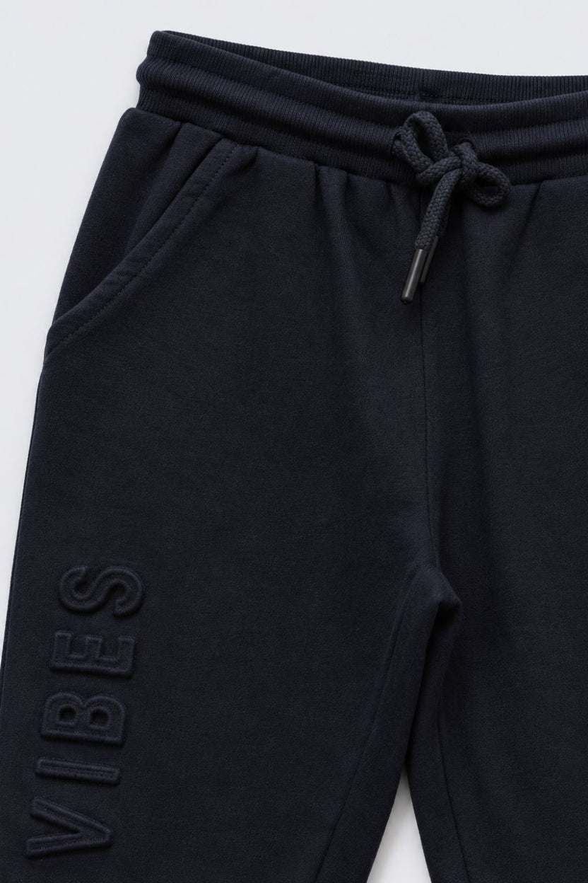 Boys Navy Regular Fit Typography Print Jogger - Image 6