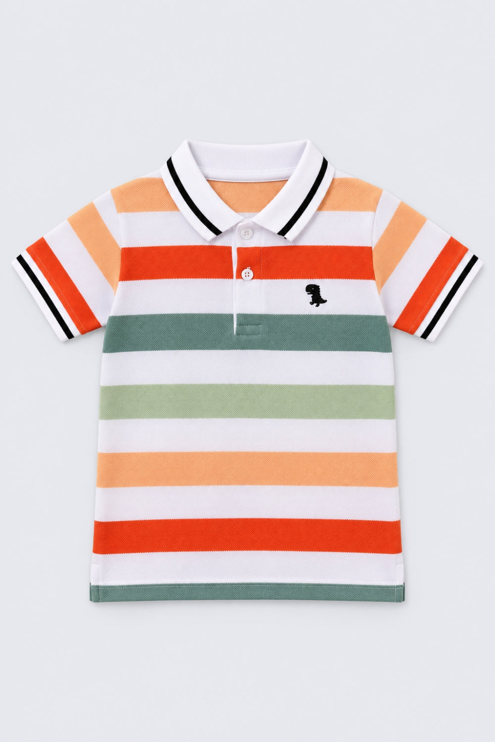 Boys Multi-coloured Striped Polo T-Shirt - Image 2