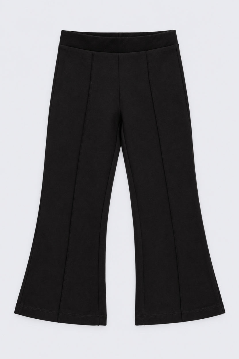 Girls Black Flared Solid Pant - Image 2
