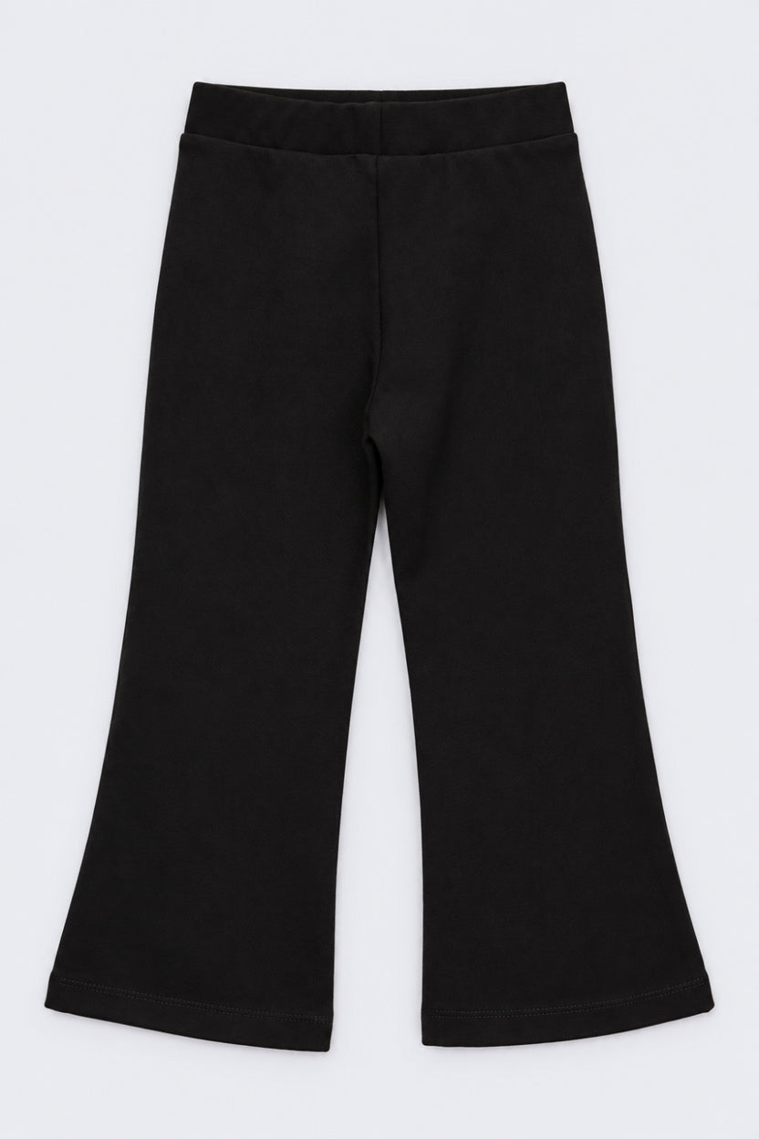 Girls Black Flared Solid Pant - Image 3