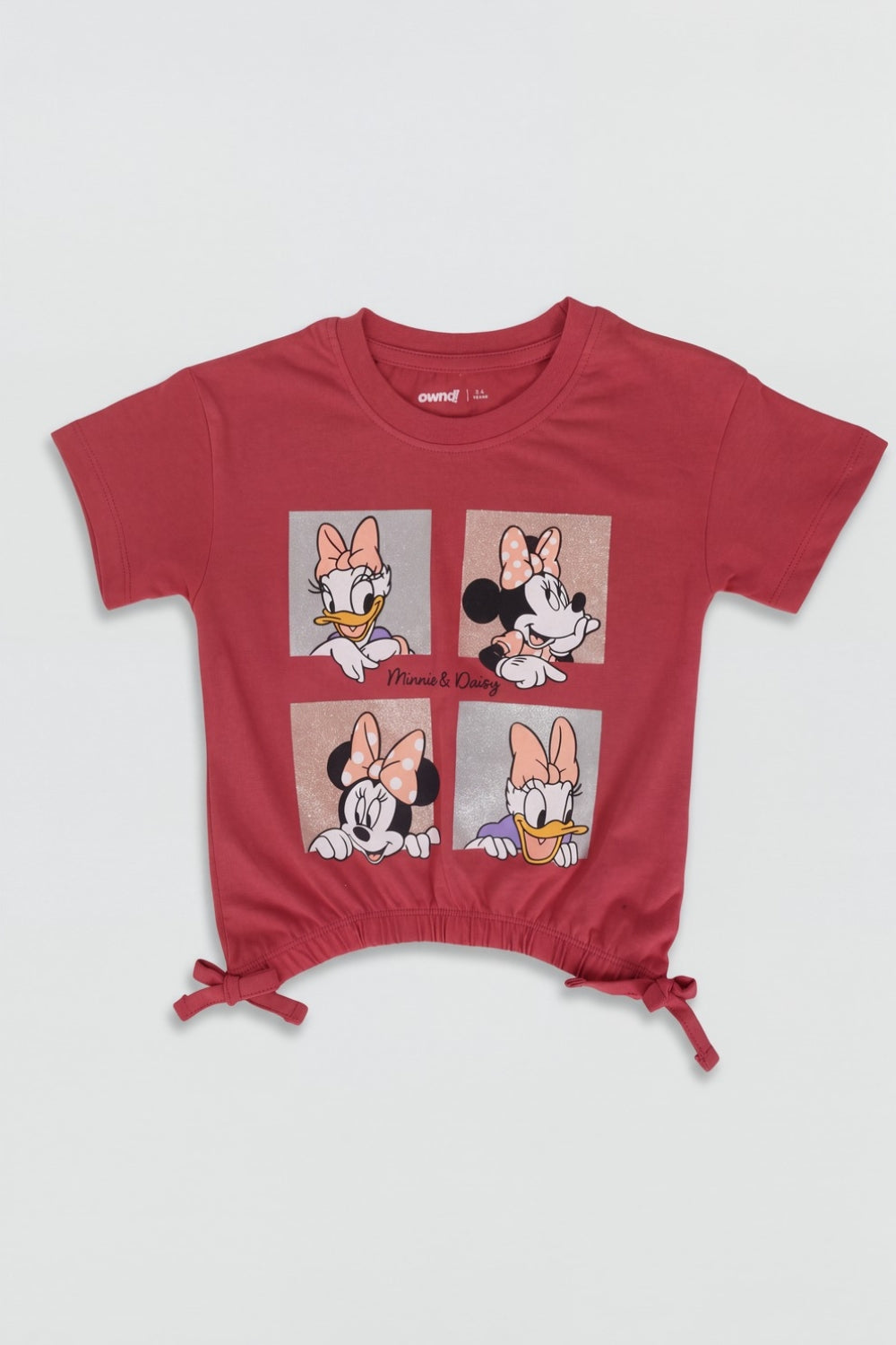 Girls Red Relaxed Fit Minnie & Daisy Print Top - Image 2