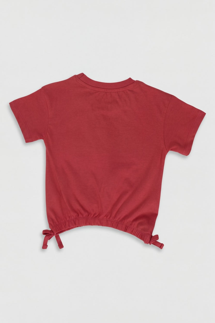 Girls Red Relaxed Fit Minnie & Daisy Print Top - Image 3