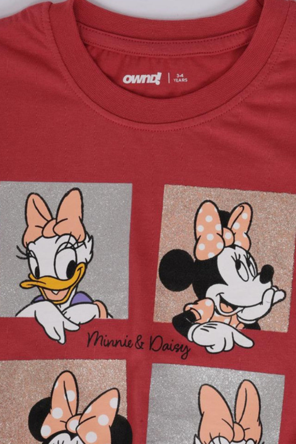 Girls Red Relaxed Fit Minnie & Daisy Print Top - Image 6