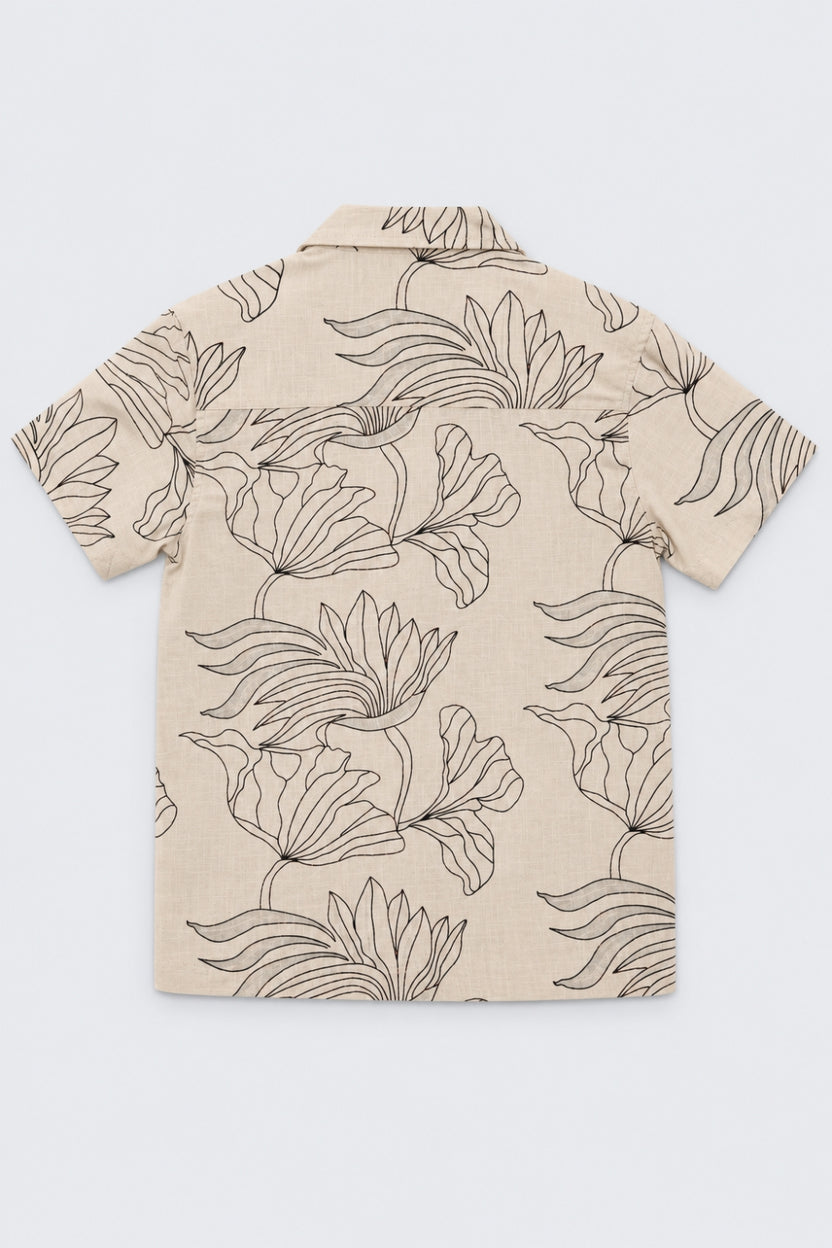 Tweens Boys Beige Tropical Print Shirt - Image 3