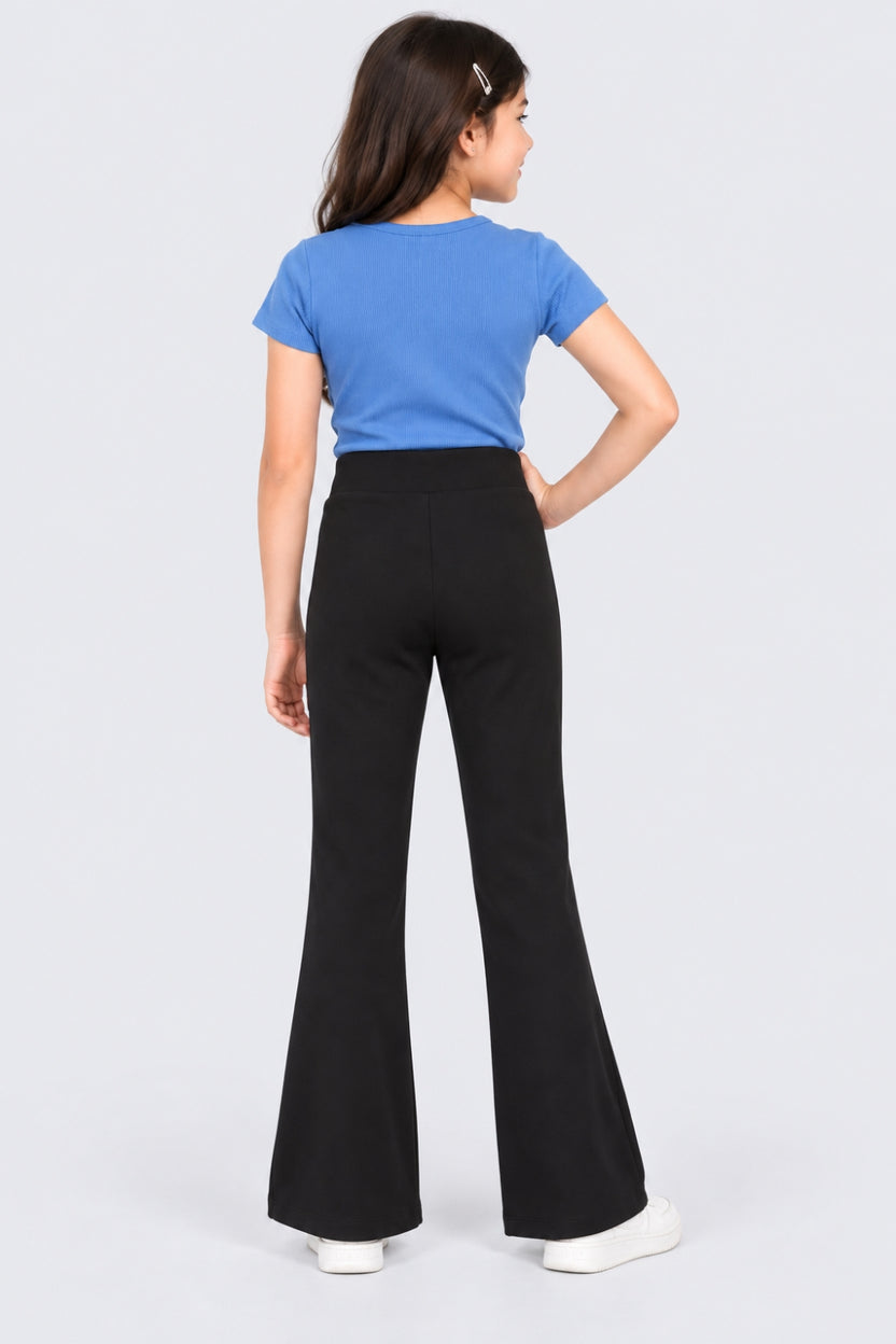 Tweens Girls Black Flared Solid Pant - Image 4