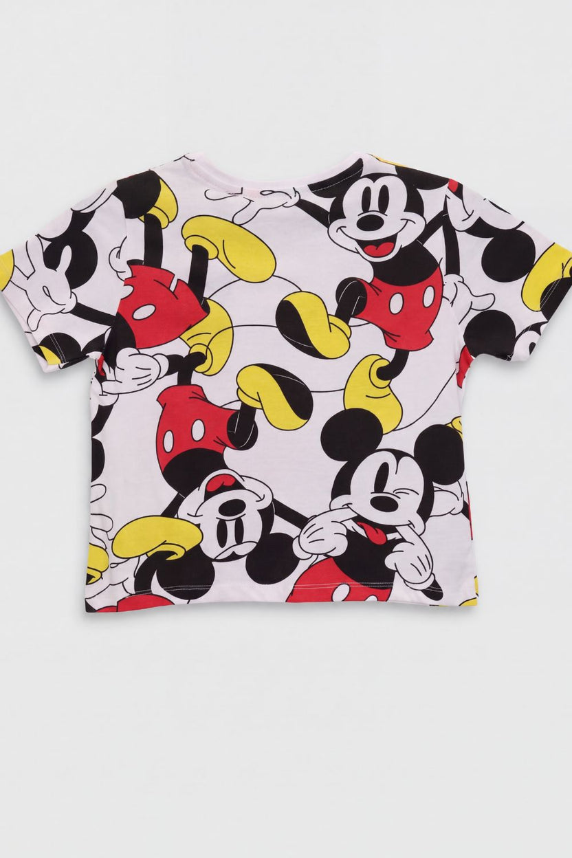Tweens Girls White Mickey Mouse Night Suit Set - Image 3