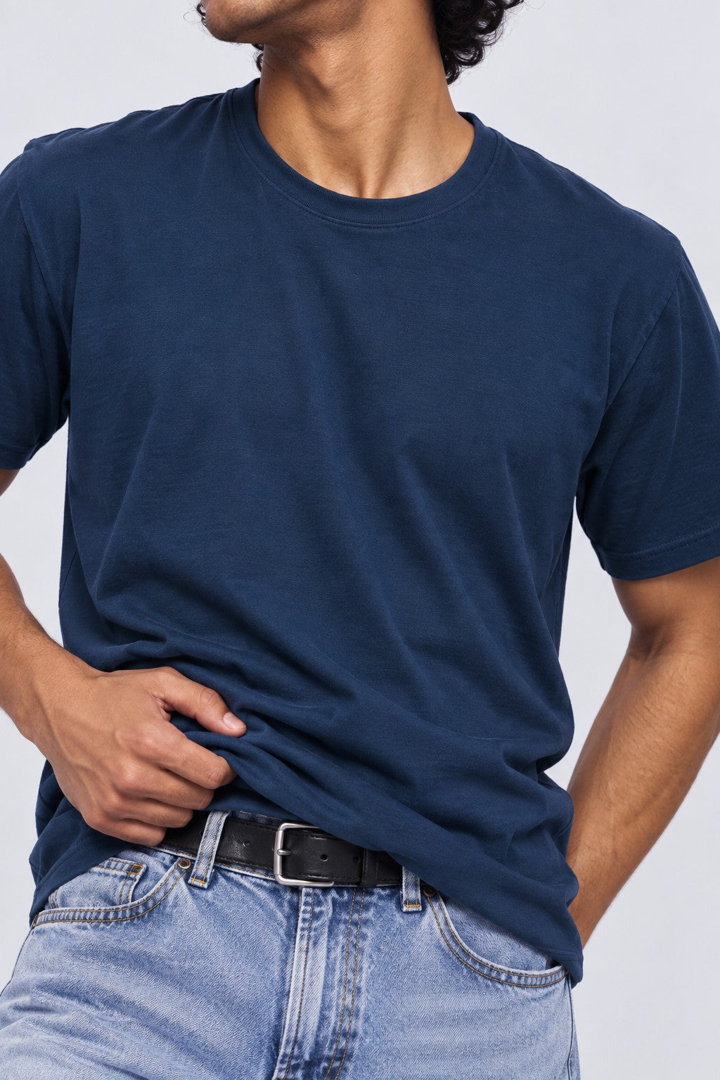 Mens Regular Fit Teal Solid T-Shirt - Image 3