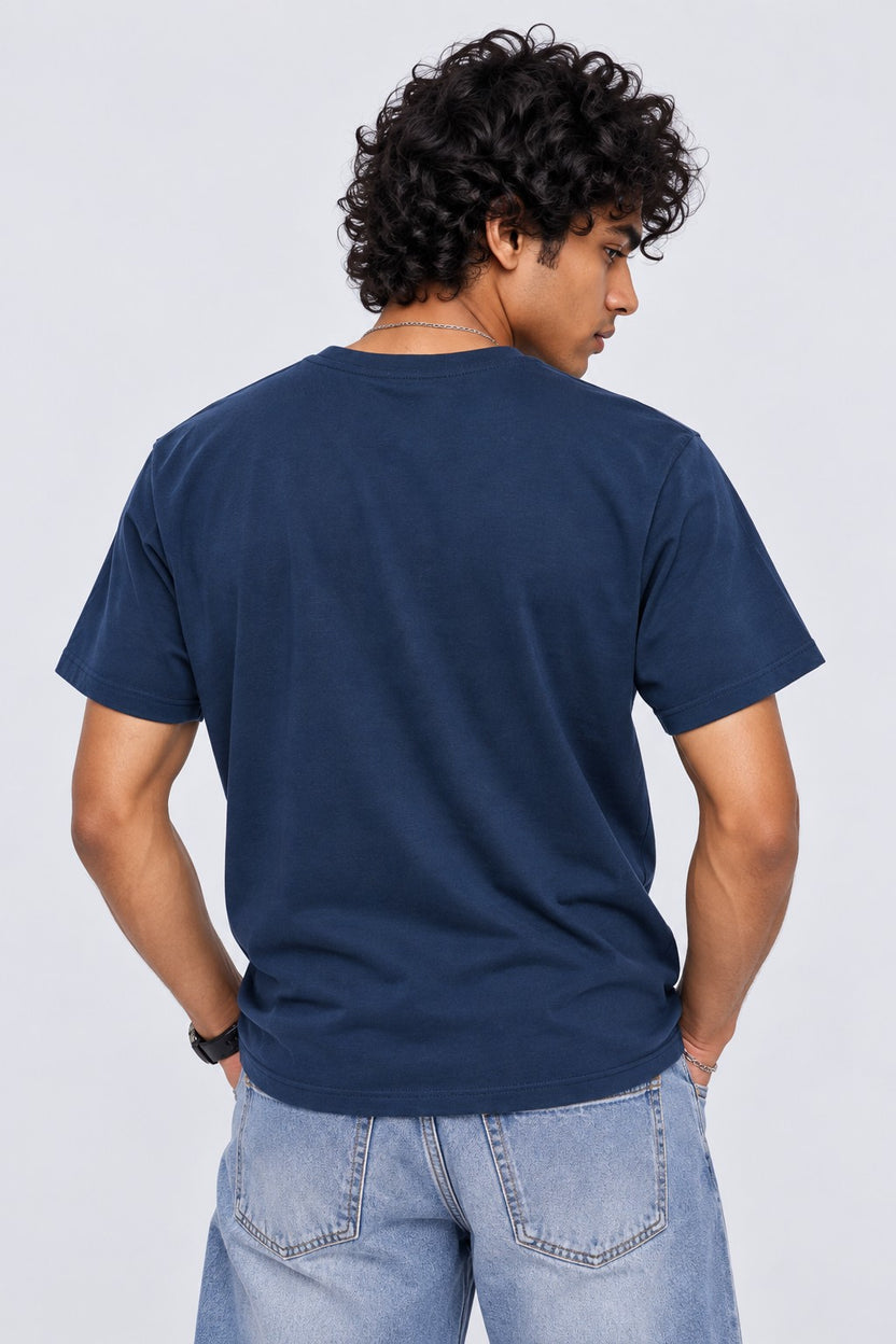 Mens Regular Fit Teal Solid T-Shirt - Image 5